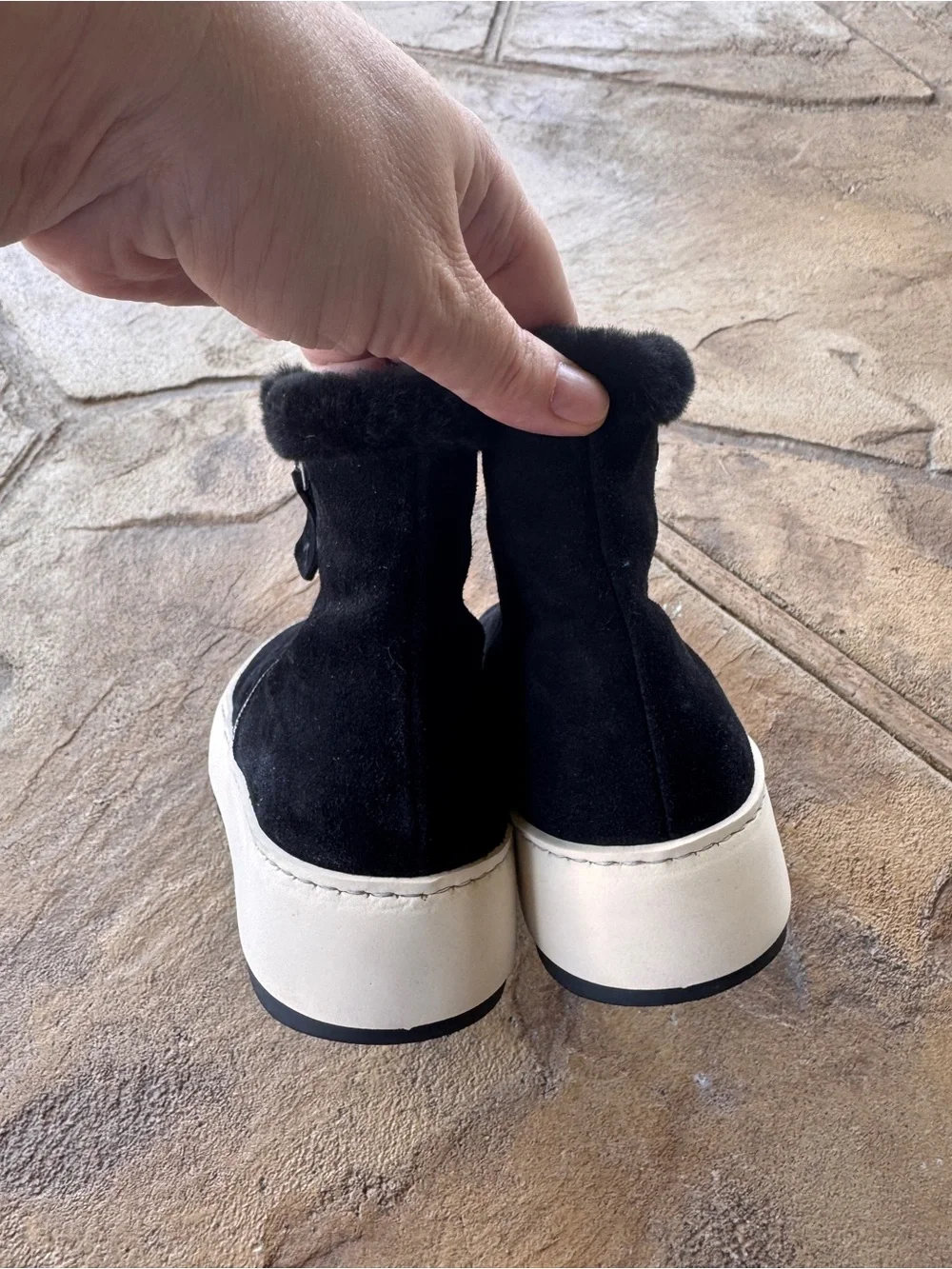Aquatalia Alison Black Suede Shearling Sneaker Boots Women’s 6.5 M Italy